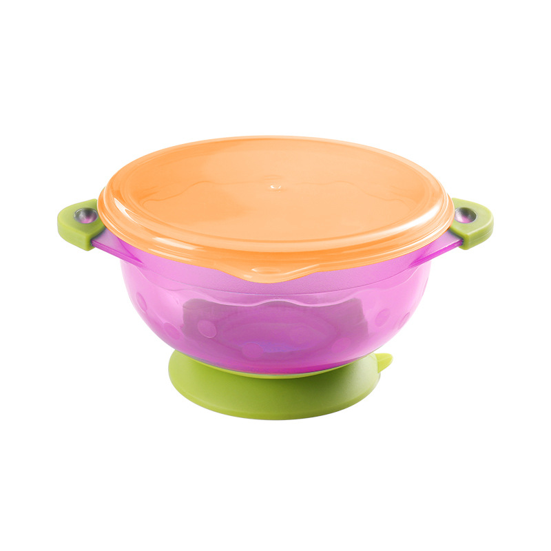 Children's covered suction cups, baby rubber-coated bowls, double-ear plates, tableware, large, medium and small set meals Item Picture