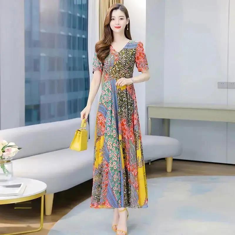 Customized wholesale Amazon 2021 dress, Instagram super slimming summer new dress, long dress, floral print Application Scenario