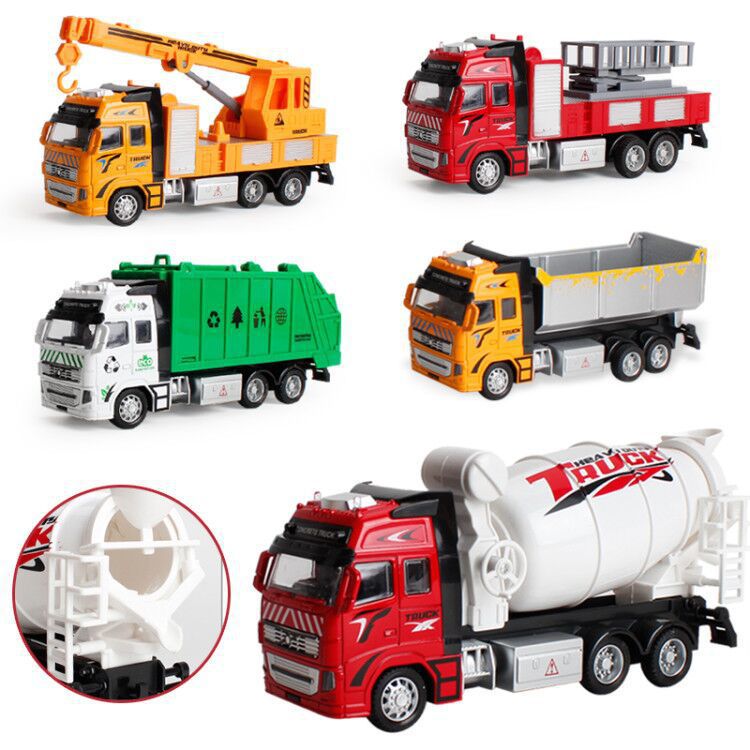 Children's large-sized simulation alloy rebound engineering vehicle, fire engine, sanitation vehicle, excavator model, boys' toy car model Specification image