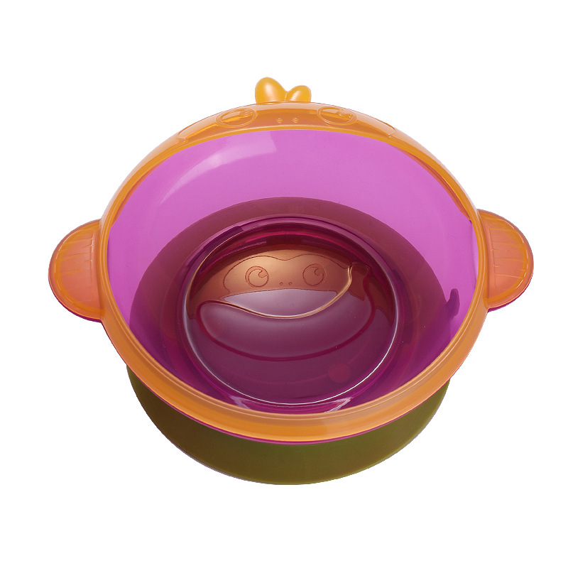 New children's suction cup bowl, baby tableware, cartoon monkey shape, baby rice bowl and complementary food bowl can rotate Item Picture