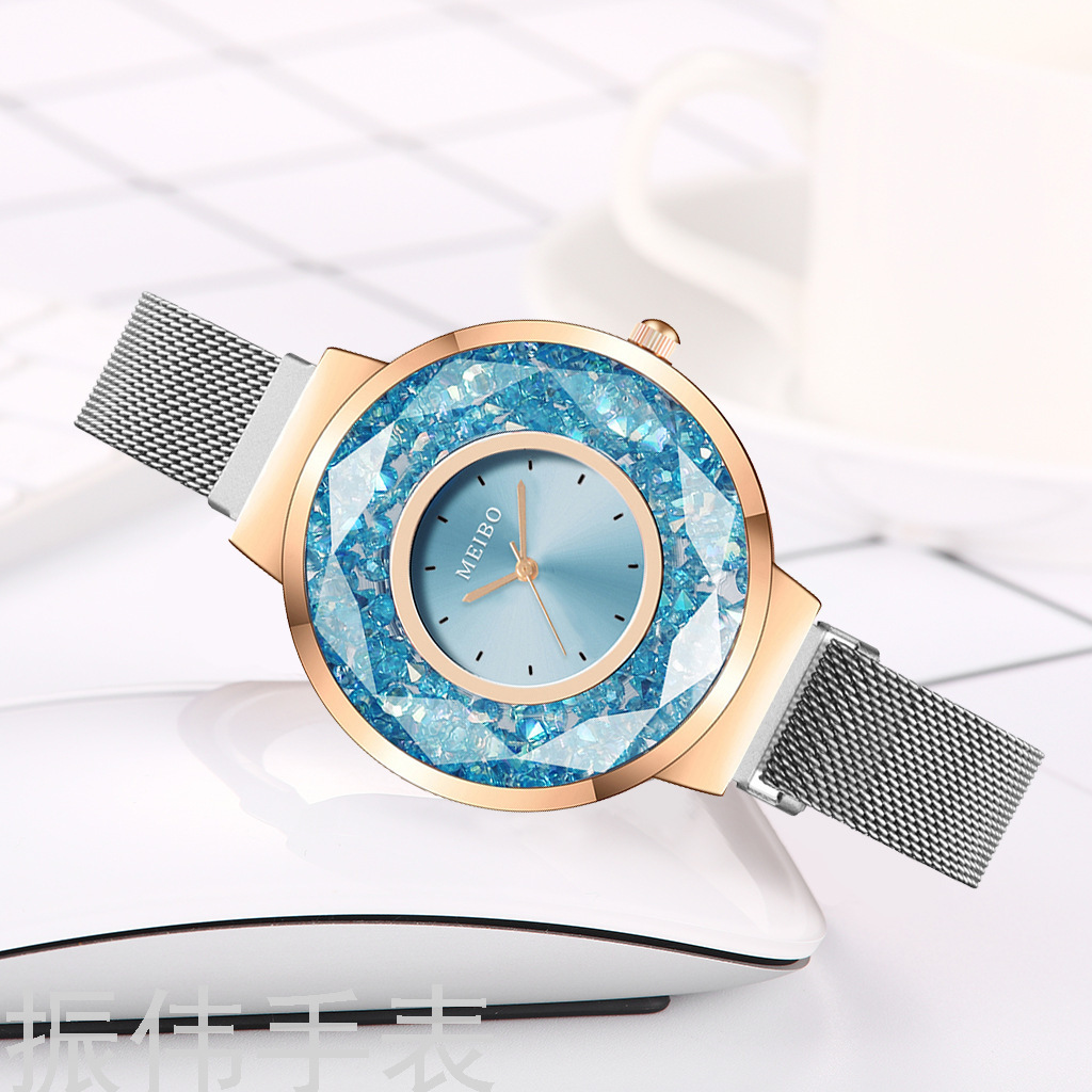 MEIBO brand fashionable alloy magnetic clasp strap sand quartz watch, simple and versatile Specification image