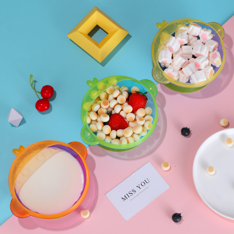 New children's suction cup bowl, baby tableware, cartoon monkey shape, baby rice bowl and complementary food bowl can rotate details Picture