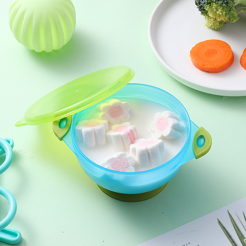 Children's covered suction cups, baby rubber-coated bowls, double-ear plates, tableware, large, medium and small set meals Specification image