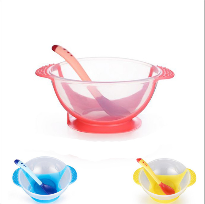 Wholesale of baby and children's feeding tableware sets from source factory, including baby suction cups, bowls, temperature-sensing spoons and double-ear bowls