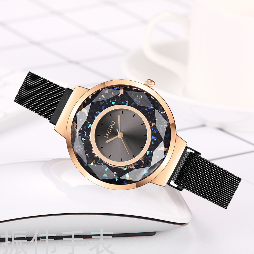MEIBO brand fashionable alloy magnetic clasp strap sand quartz watch, simple and versatile Item Picture