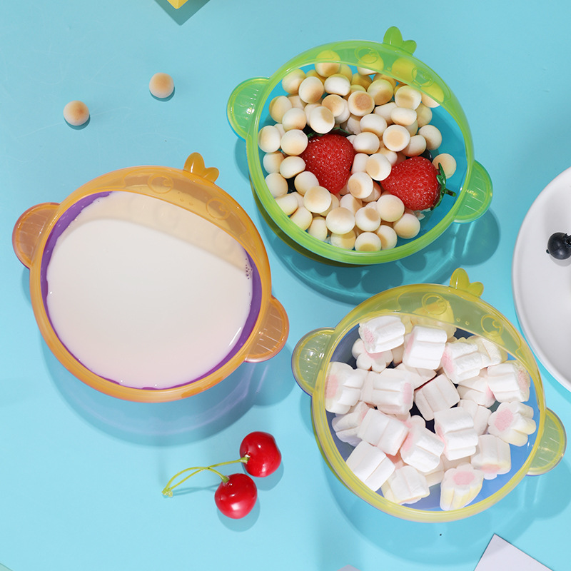 New children's suction cup bowl, baby tableware, cartoon monkey shape, baby rice bowl and complementary food bowl can rotate Specification image
