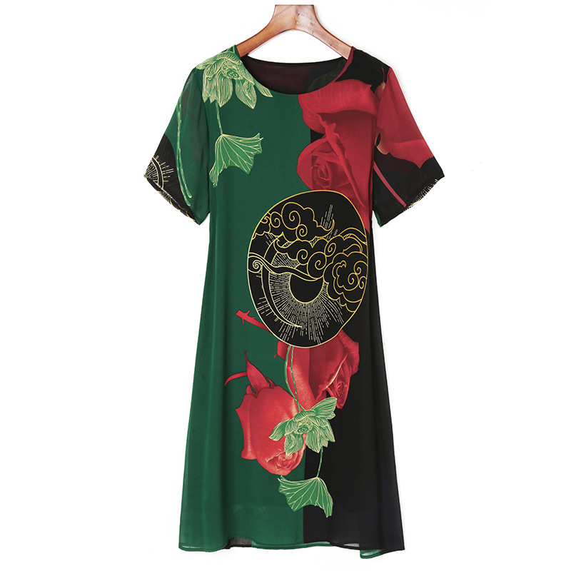 Wholesale of the 2021 summer new style fashionable and stylish plate-size women's dress with a belly covering from the rich Lady Xiangyunsha Item Picture