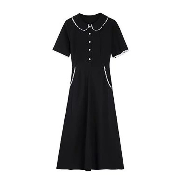 Wholesale plus-size women's clothing 2021 summer French Hepburn style dress slimming retro mid-length bellflower dress Item Picture