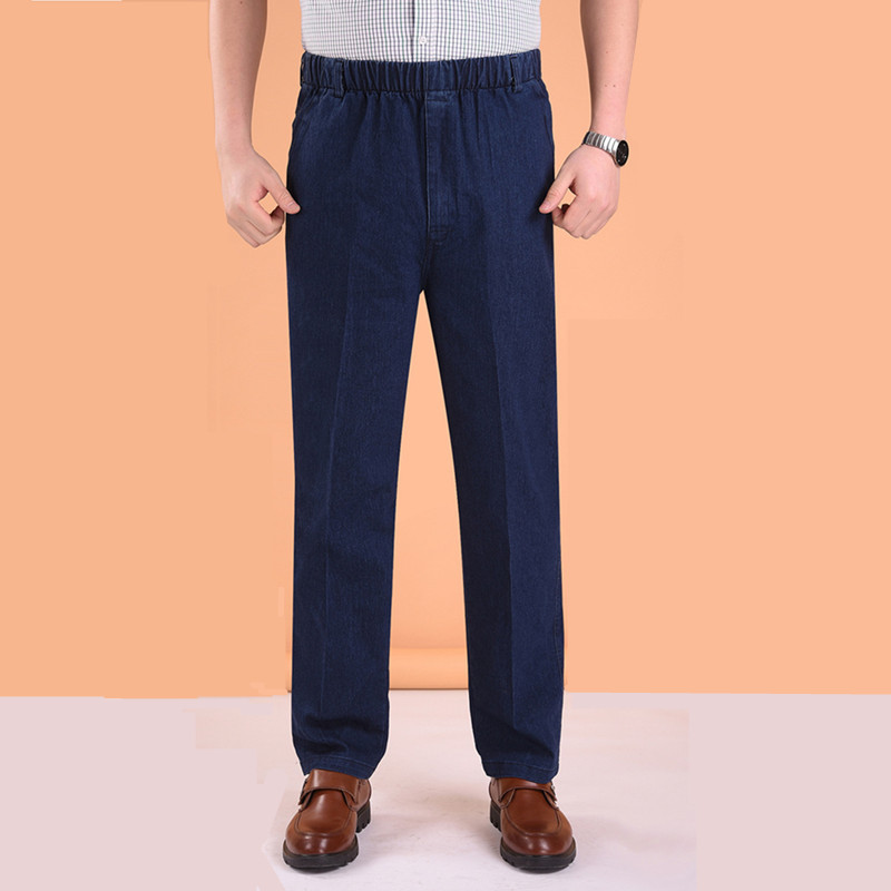 The 2021 autumn/Winter new collection of loose straight-leg jeans for middle-aged and elderly men in Chinese red is directly supplied by the manufacturer