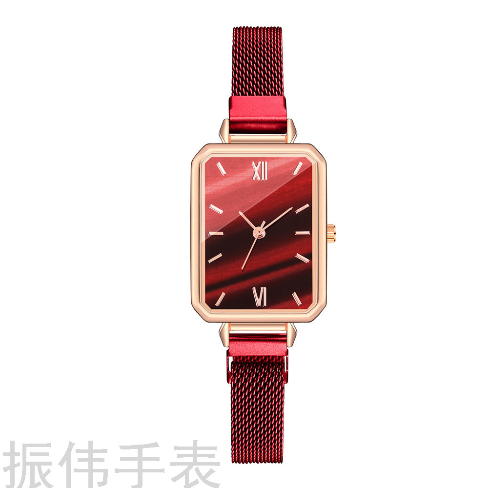 Douyin Fashion Milan with a small green watch, creative rectangular peacock pattern Roman numeral women's quartz watch Specification image