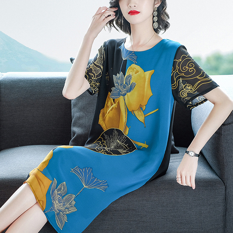Wholesale of the 2021 summer new style fashionable and stylish plate-size women's dress with a belly covering from the rich Lady Xiangyunsha Specification image