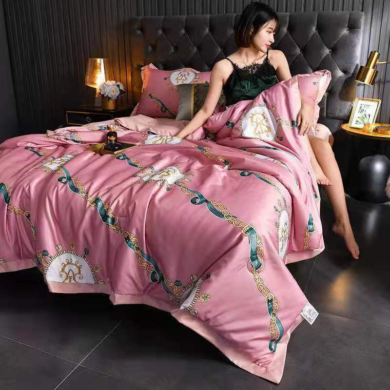 Bedding, bed sheets, quilt covers, home textiles, new printed washed Tencel summer quilt set, silk ice silk summer cool quilt, summer quilt core - foal details Picture
