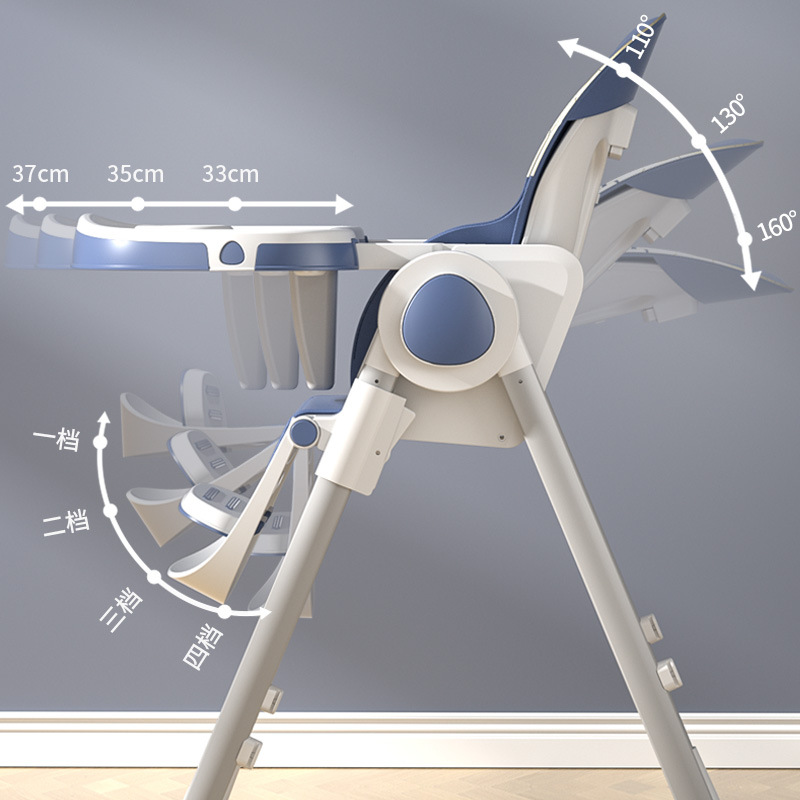 Baby high chair, infant food cart, children's home multi-functional foldable sitting and lying portable dining table, children's seat chair details Picture