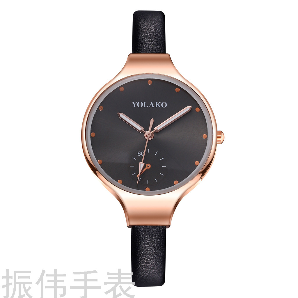 Korean version creative YOLAKO fine leather strap fashionable women's watch, simple rose gold silver small dial versatile watch Application Scenario