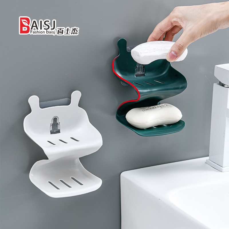 Double-layer wall-mounted creative soap box for bathroom and toilet, cute draining soap box, soap box storage rack wholesale