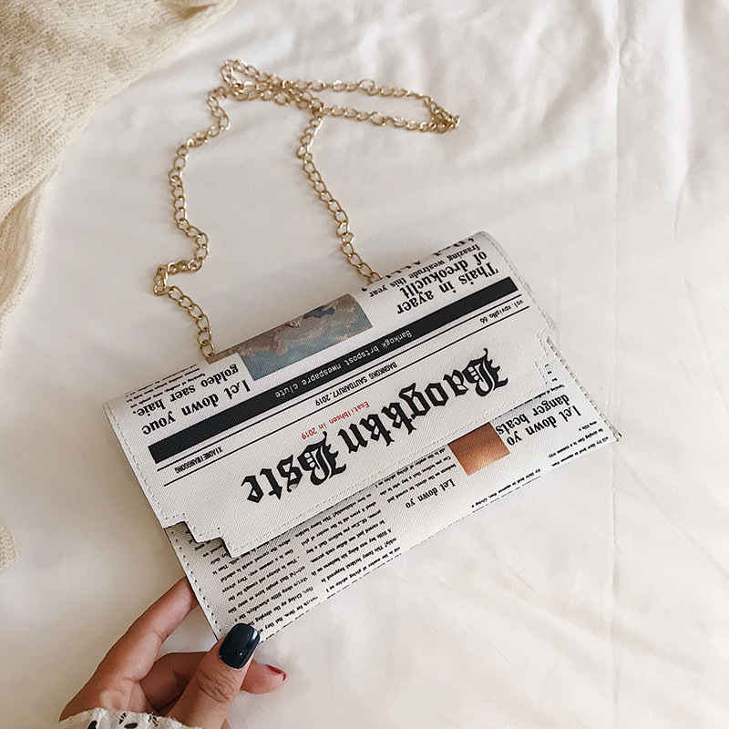 Personality Instagram Small bag 2019 new letter envelope bag small body bag chain crossbody bag Newspaper small bag