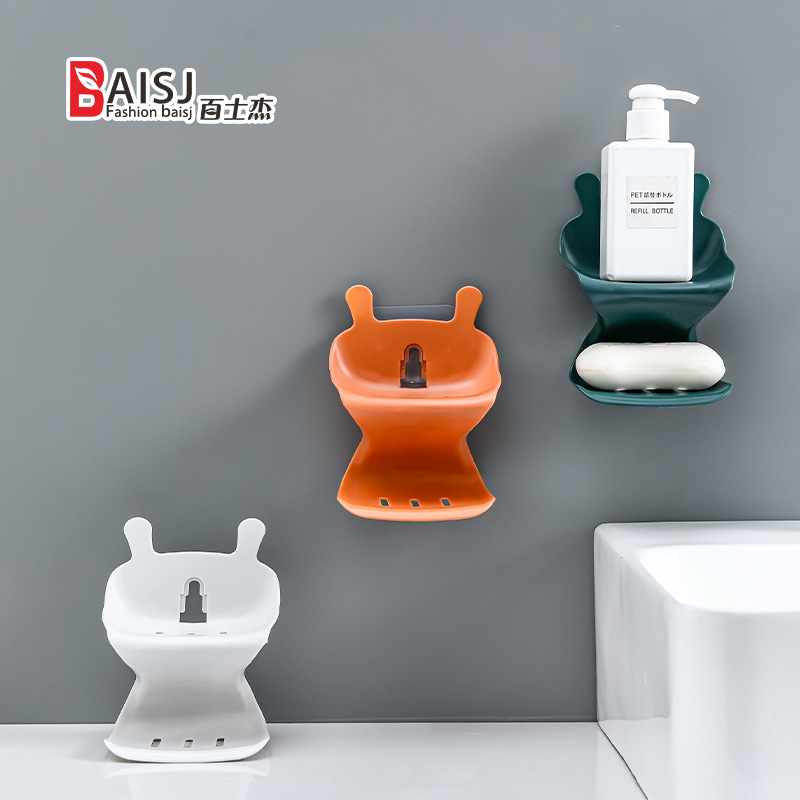 Double-layer wall-mounted creative soap box for bathroom and toilet, cute draining soap box, soap box storage rack wholesale details Picture
