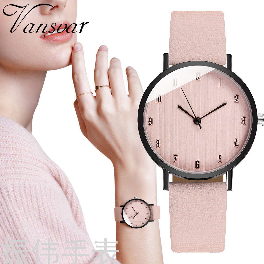 Factory direct sales of fashionable ultra-thin leather strap ladies' quartz watches. Simple small numbers, wood grain dial, versatile wristwatches