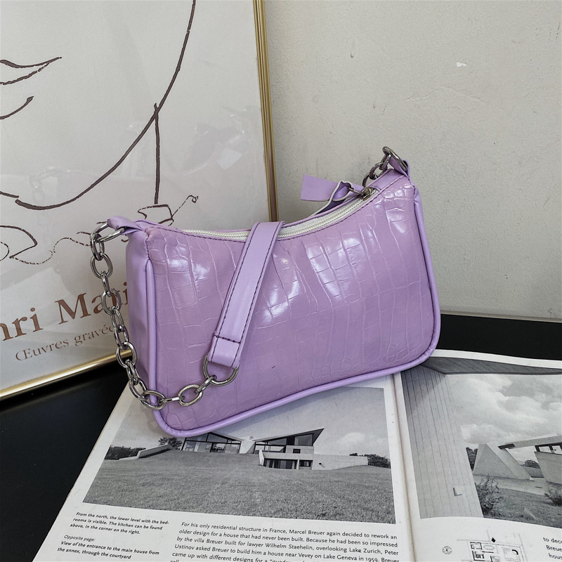 Bag 2021 New trendy stone print mini chain Baguette Bag Underarm bag Crossbody bag Women's small handheld phone bag