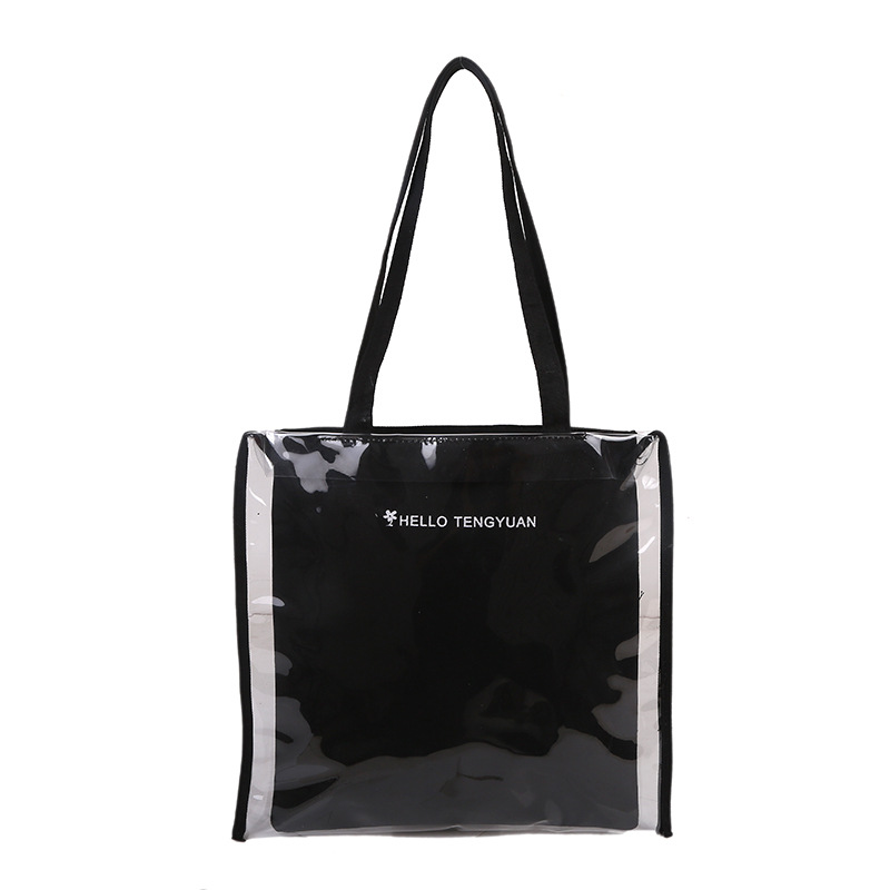 Verano gran capacidad japón corea ins clear jelly 2021 nuevo de un hombro portátil estudiante lona bolsa de letras de compras Item Picture