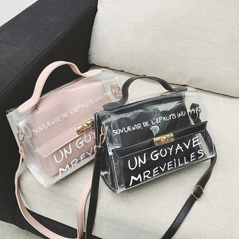 夏天小包包女2018新款潮透明子母包韩版时尚手提单肩包简约斜挎包