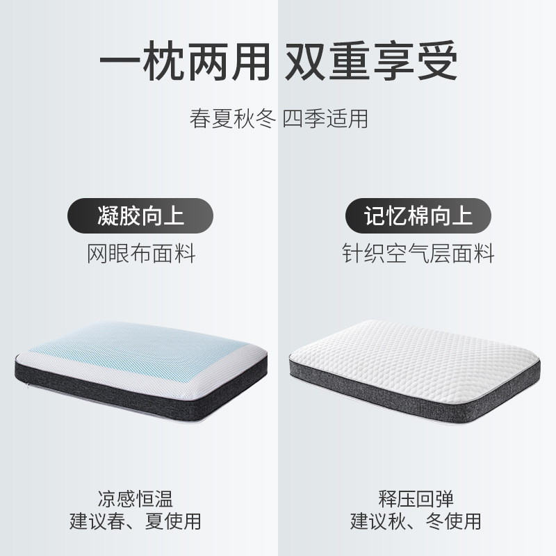 Summer ice pillow, autumn and winter dual-purpose bread pillow, gel pillow, slow rebound memory foam pillow core, cool gel memory pillow details Picture