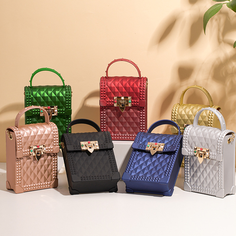 New mini women's bags, trendy foreign trade colorful jelly bags, PVC mobile phone bags, crossbody bags wholesale