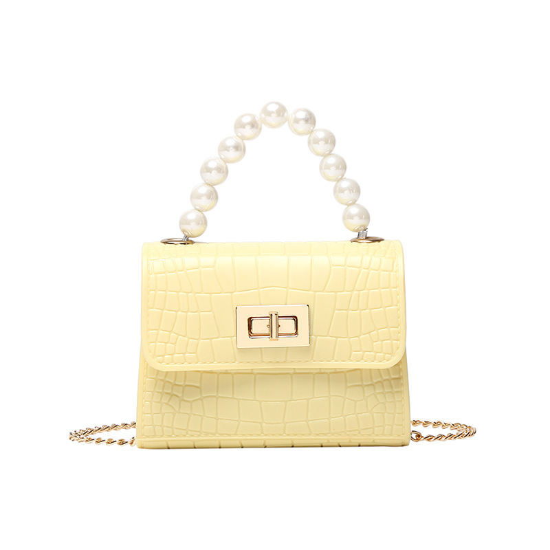 2021 Summer New PVC colorful mini jelly bag, pearl hand-held mini crossbody bag, cross-border women's bag Item Picture