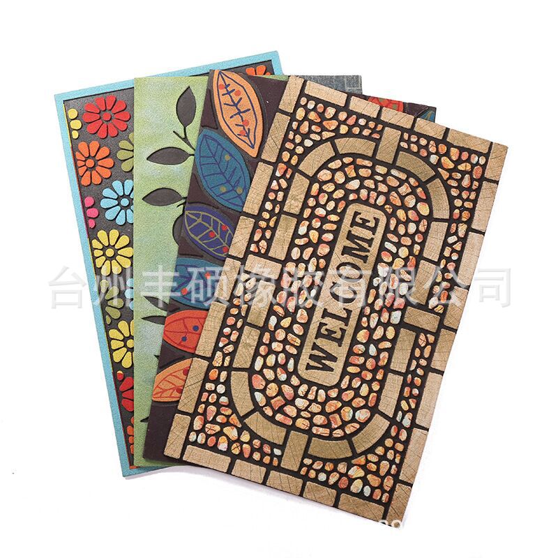 厂家直销欧式室外门厅别墅蹭脚垫橡胶植绒地垫不易折除尘地垫