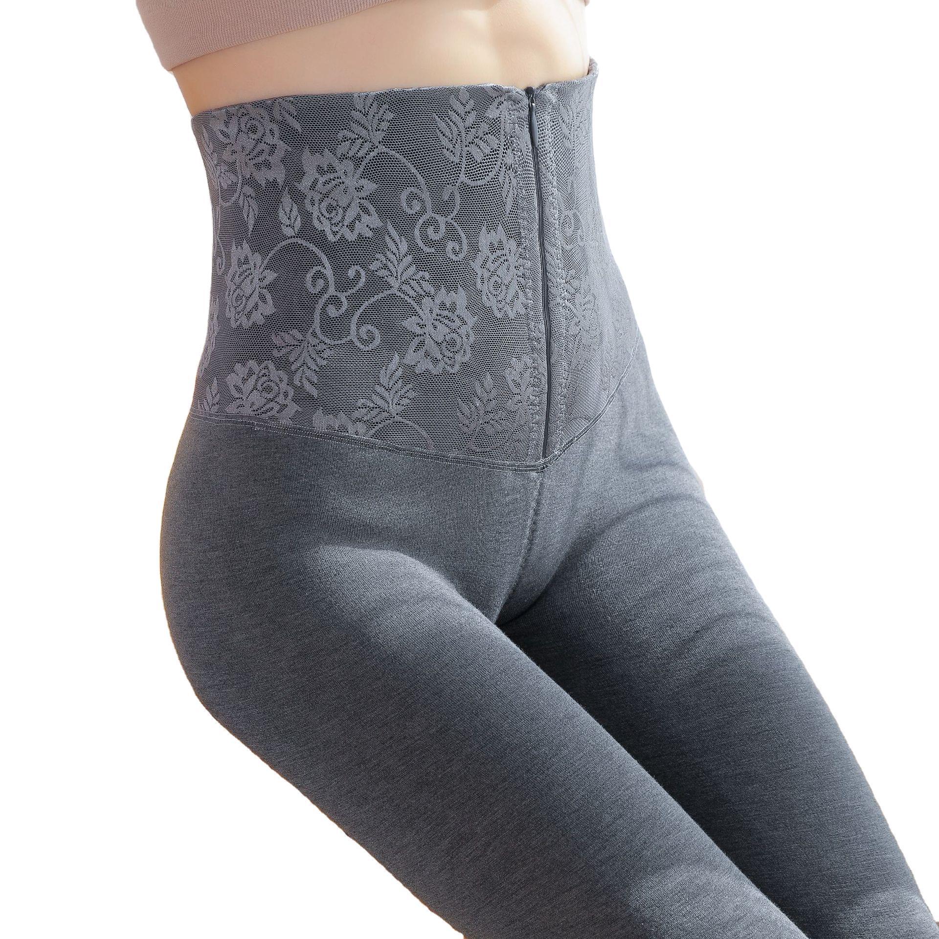 Base socks, women's shaping pants, postpartum waist shaping, autumn and winter with added fleece and thickened outer wear, cotton high-waisted zipper style Item Picture