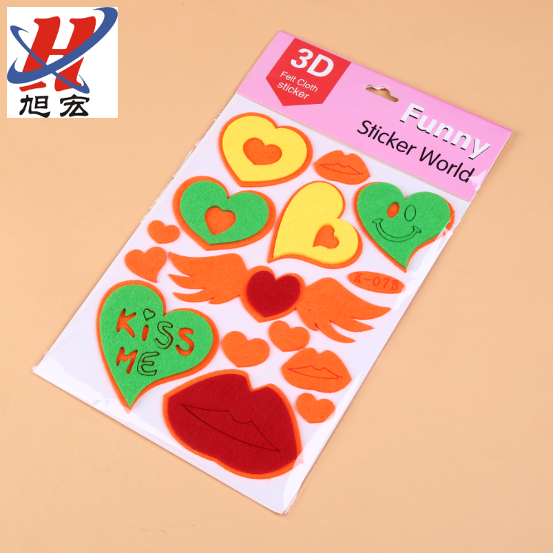 3D handcrafted decoration with cartoon beetles, butterflies, sunflowers, animals, cars and fruits on the felt fabric wall details Picture