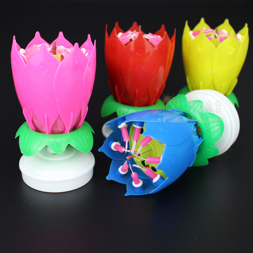 Wholesale of Lotus music candles, ins blooming birthday decorative handicrafts and ornaments details Picture