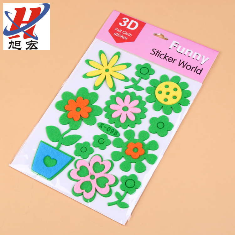 3D handcrafted decoration with cartoon beetles, butterflies, sunflowers, animals, cars and fruits on the felt fabric wall Specification image
