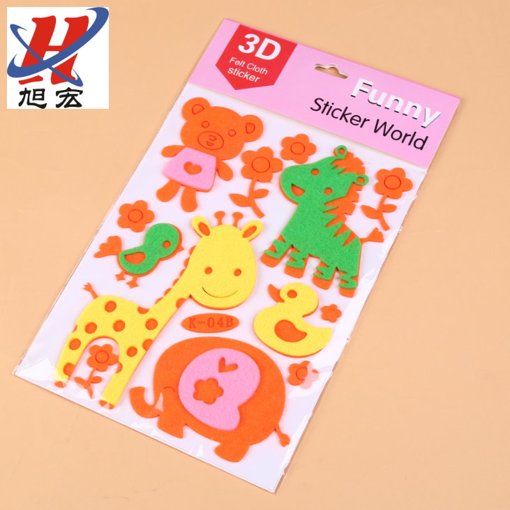 3D handcrafted decoration with cartoon beetles, butterflies, sunflowers, animals, cars and fruits on the felt fabric wall Application Scenario
