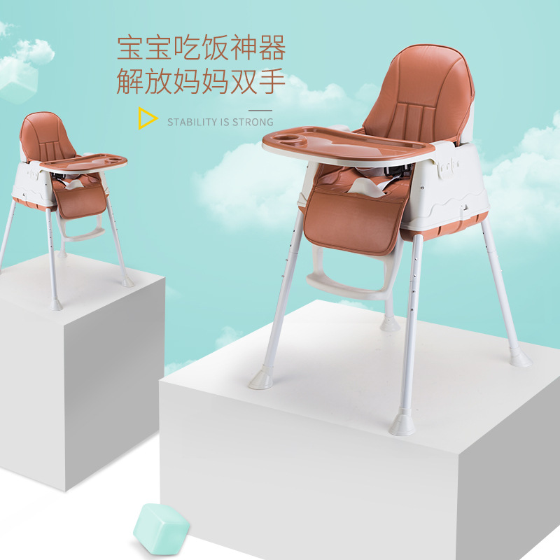 Portable and detachable baby high chair with universal wheels, safe children's high chair, infant dining table chair, children's eating seat chair Application Scenario