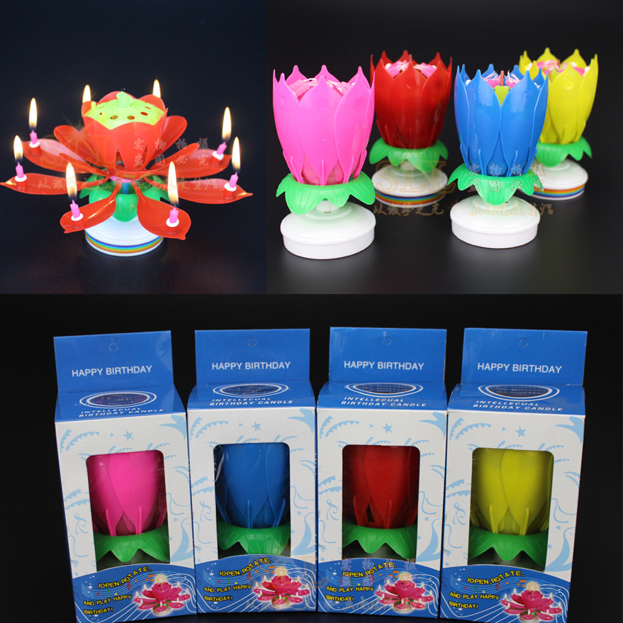 Wholesale of Lotus music candles, ins blooming birthday decorative handicrafts and ornaments