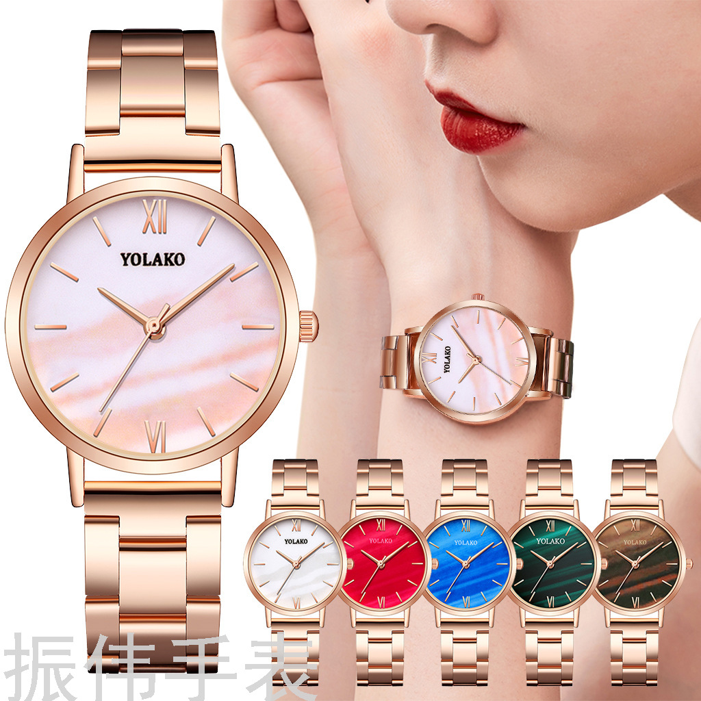 YOLAKO brand casual small green watch alloy steel band women's watch, elegant small dial fashionable watch wholesale