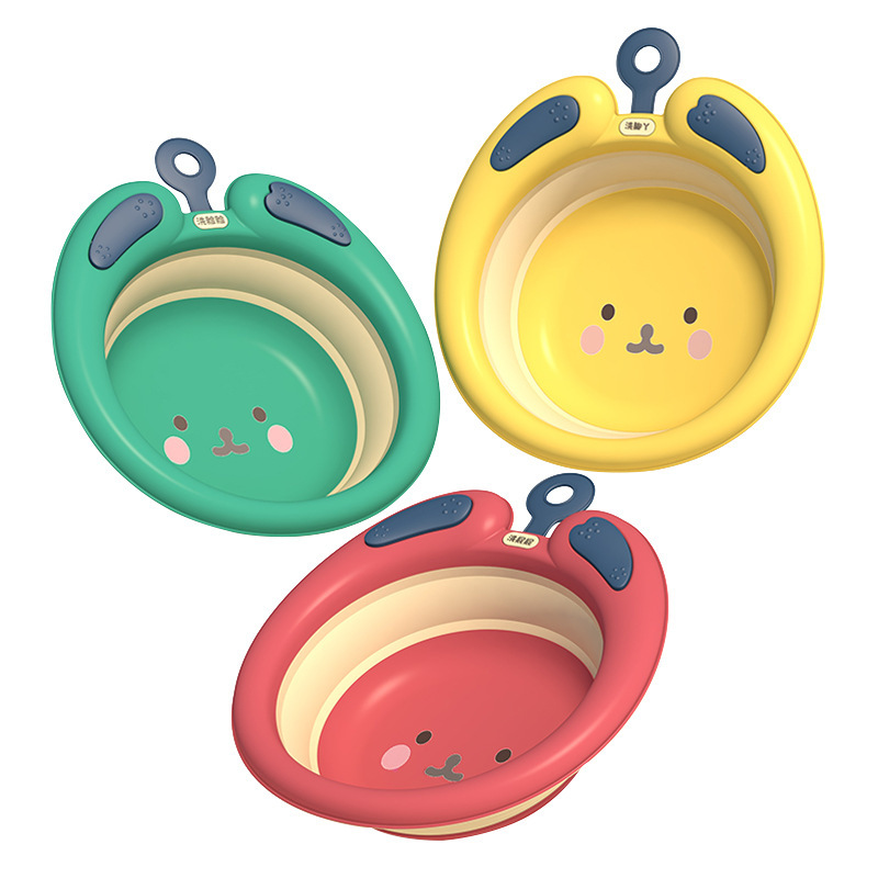 Infant and toddler folding washbasin, baby plastic washbasin, children's silicone washbasin, upgraded thickened basin Specification image