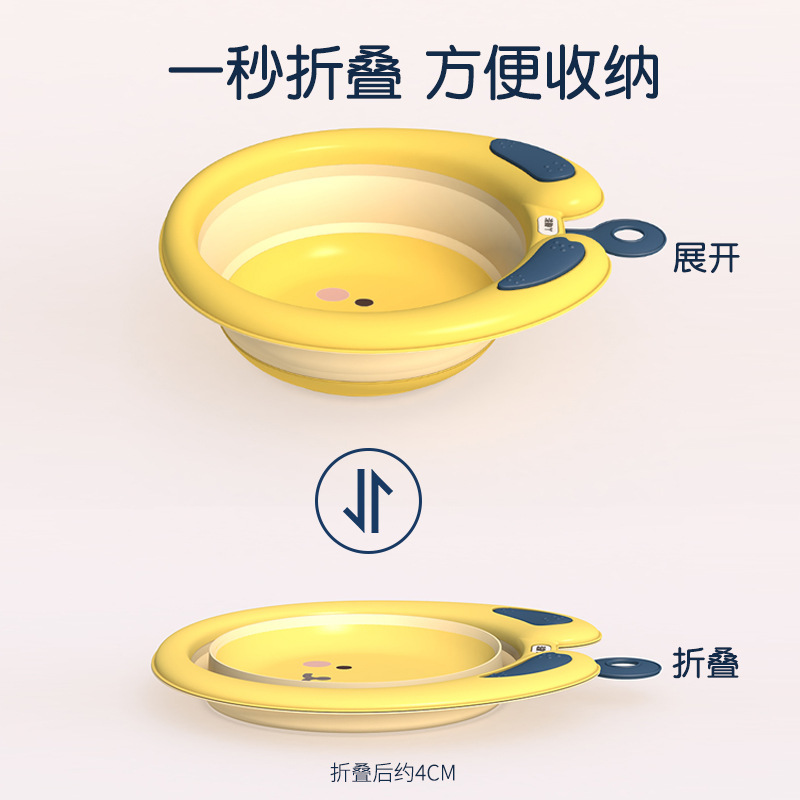 Infant and toddler folding washbasin, baby plastic washbasin, children's silicone washbasin, upgraded thickened basin Application Scenario