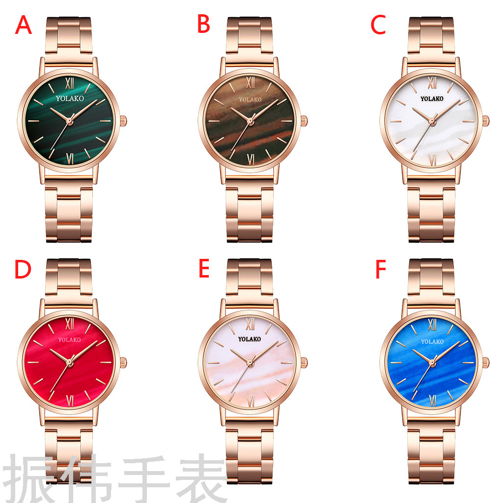 YOLAKO brand casual small green watch alloy steel band women's watch, elegant small dial fashionable watch wholesale Item Picture