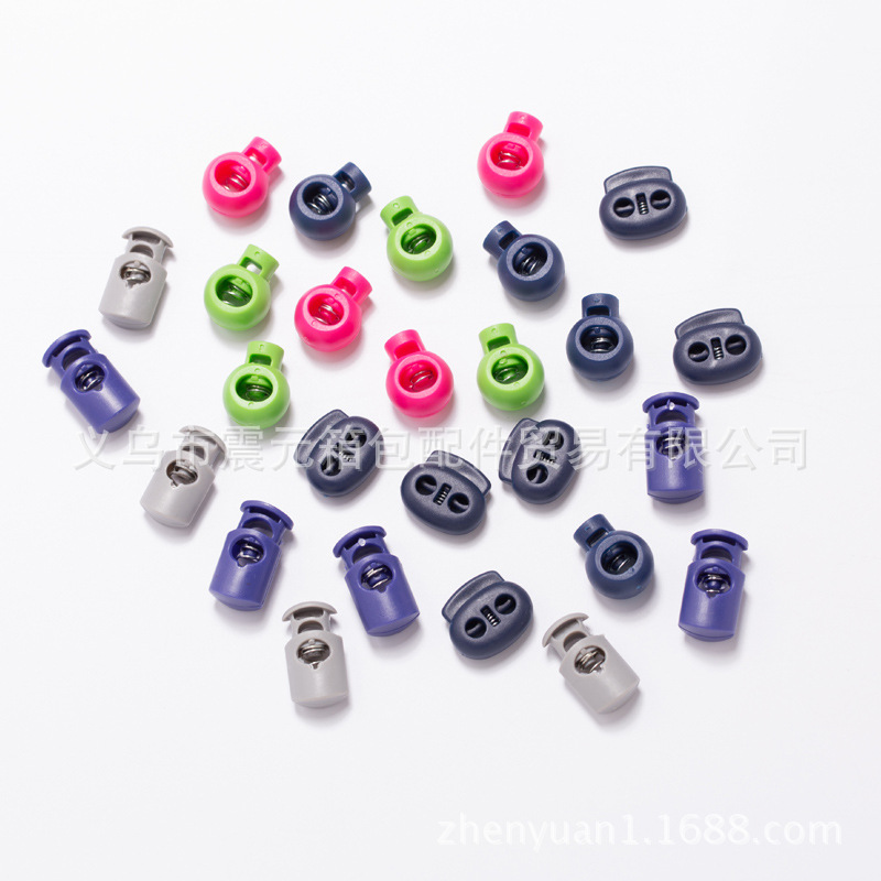 Colorful plastic rope buckles for luggage, zipper buckles, round bead rope buckles, nylon spring buckles, and pull buckles can be customized in color Specification image