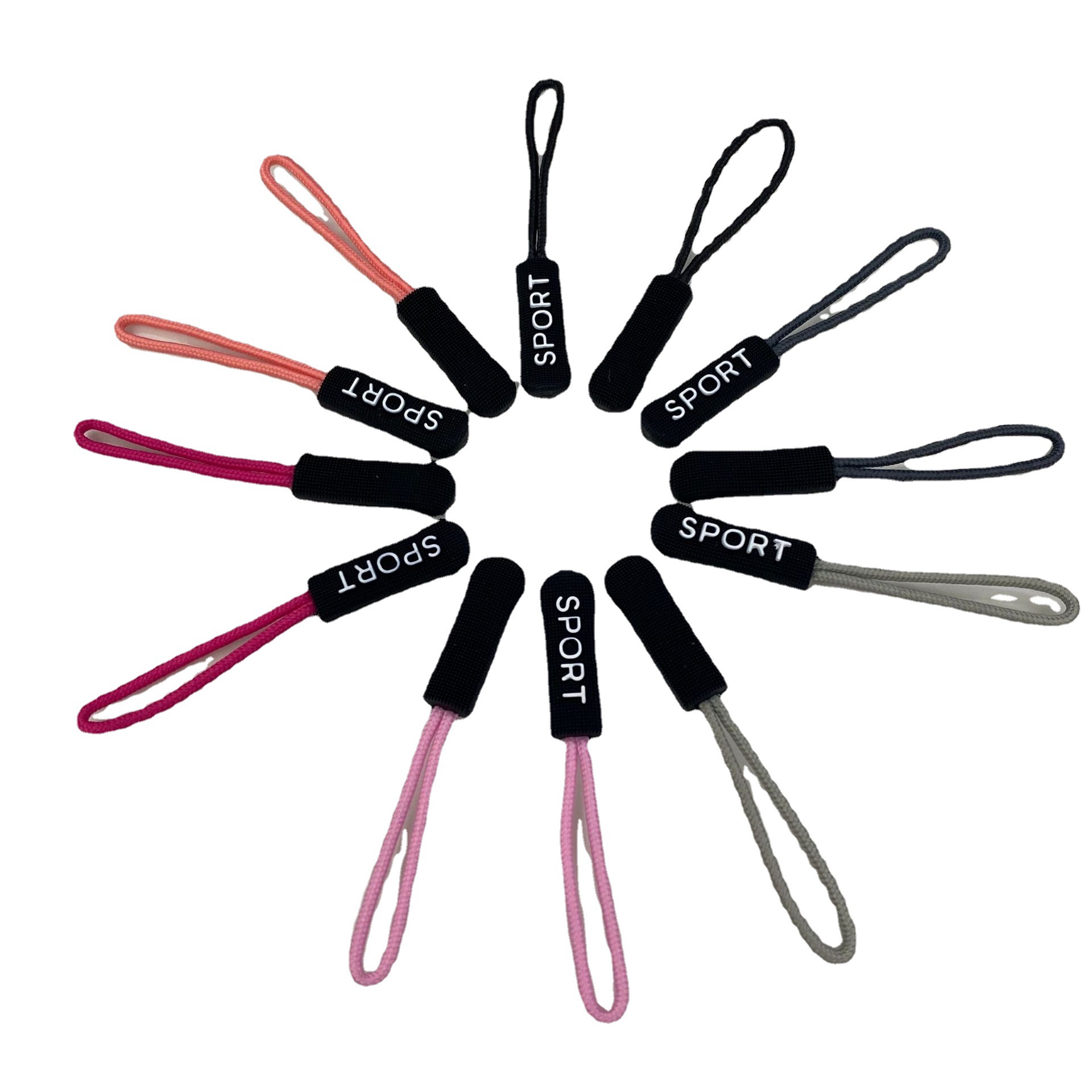 Clothing plastic zipper pulls, luggage zippers, zipper pull ropes, PVC PU pull ropes, leather pull pieces, wholesale in stock Item Picture