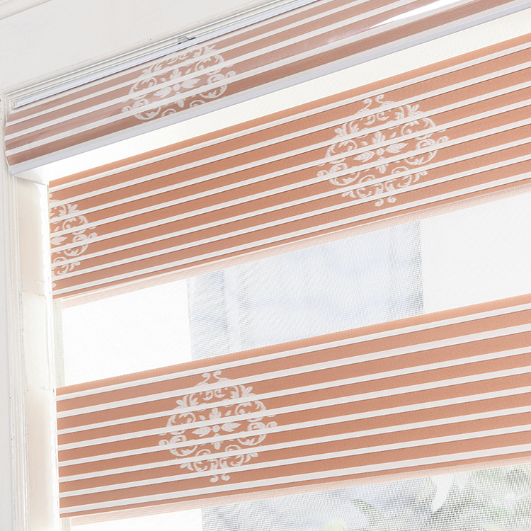 Spot double jacquard electric soft gauze curtain modern simple blackout roller curtain fabric hotel study printed curtain details Picture