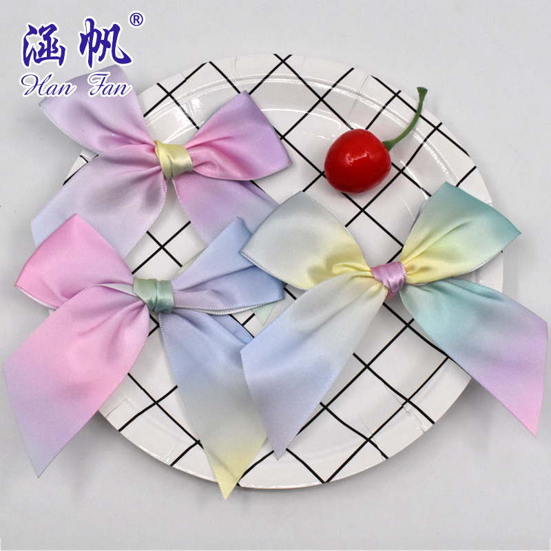 12 points 4cm polyester gradient hand bow custom made various styles of gift box decoration holiday clothing decoration thumbnail