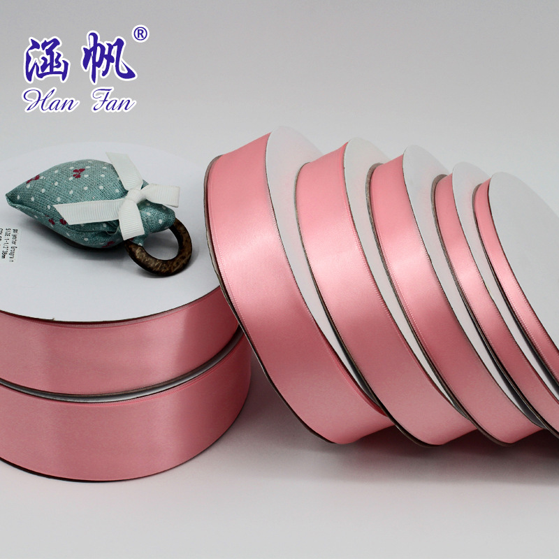 0.6cm-5cm pink high-density polyester ribbon color ribbon manufacturers direct gift packaging stage decoration