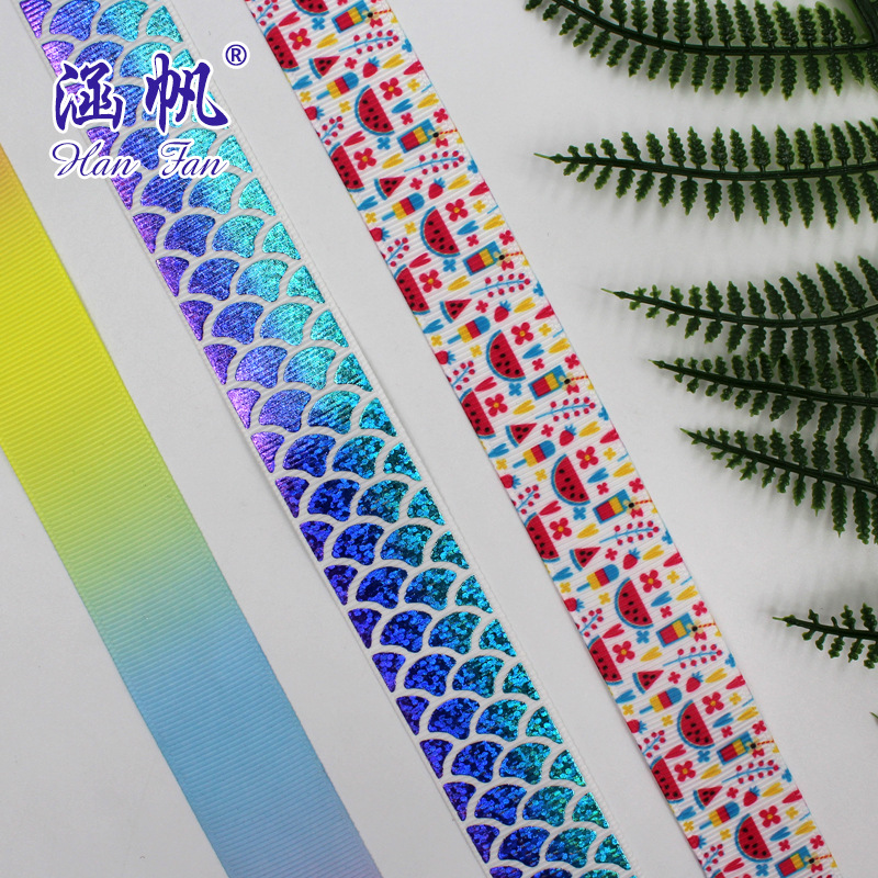 Ribbon printing polyester ribbon ribs with word DIY ribbon printing custom bronzing heat transfer factory direct sales thumbnail