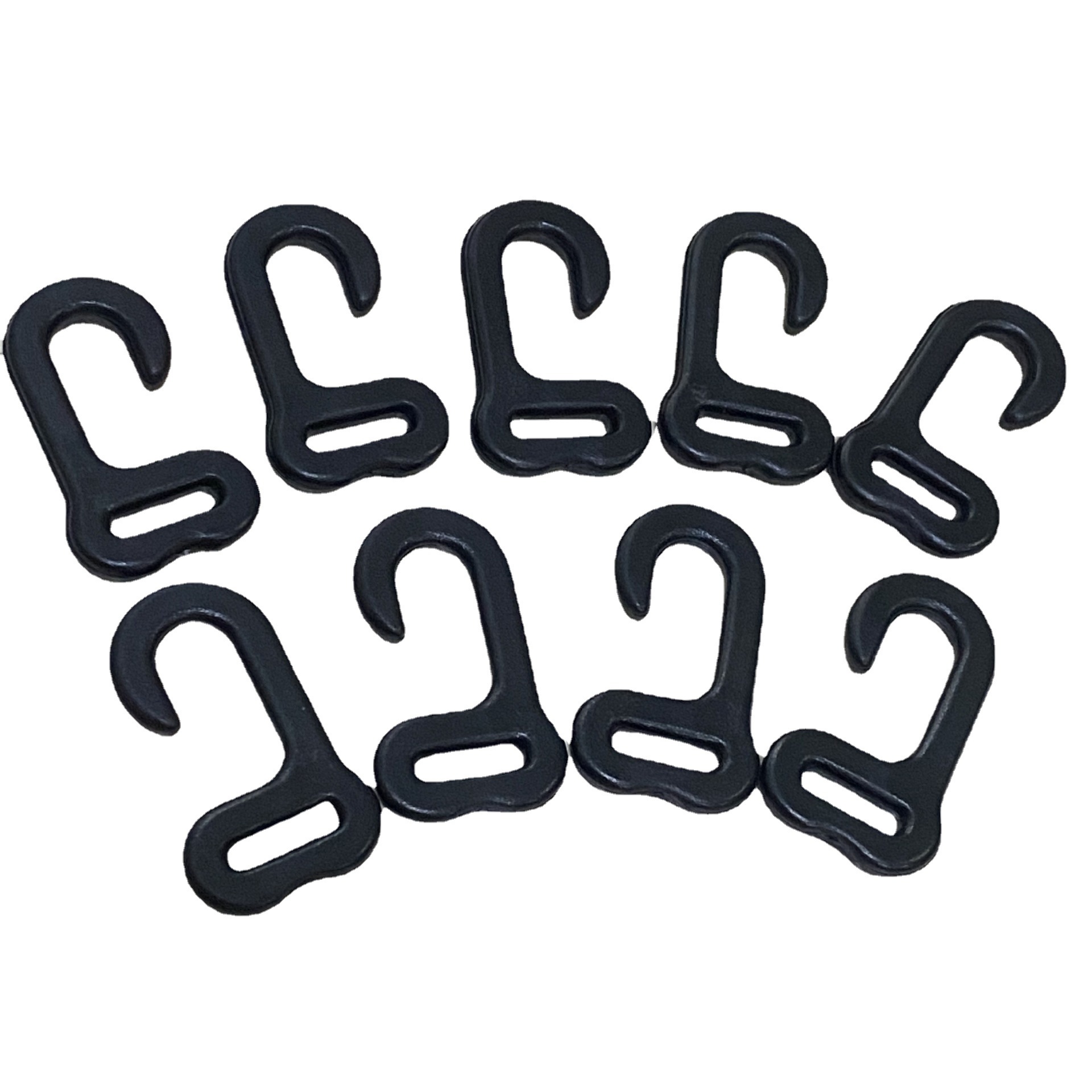 Plastic bag webbing hook, backpack small hanging hook, inner diameter 1.5, webbing hook, 2-shaped hook, plastic hook buckle Item Picture