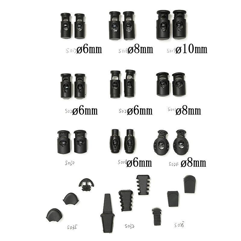 Plastic rope buckles for luggage accessories, spring buckles, plastic rope buckles for luggage and clothing, press buckles, flat bamboo sticks, double-eye rope buckles Application Scenario