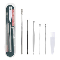 Ear scoop 6 pieces manufacturer spiral spring ear pick ear cleaning tool set household ear scoop ear scoop