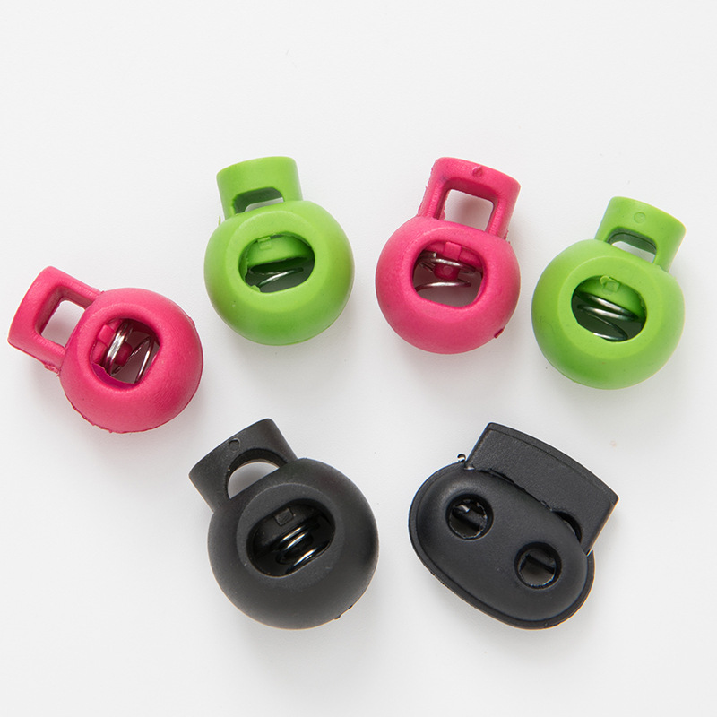 Colorful plastic rope buckles for luggage, zipper buckles, round bead rope buckles, nylon spring buckles, and pull buckles can be customized in color Item Picture